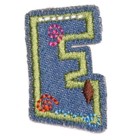 Letter E 'Denim Letter' Embroidered Patch