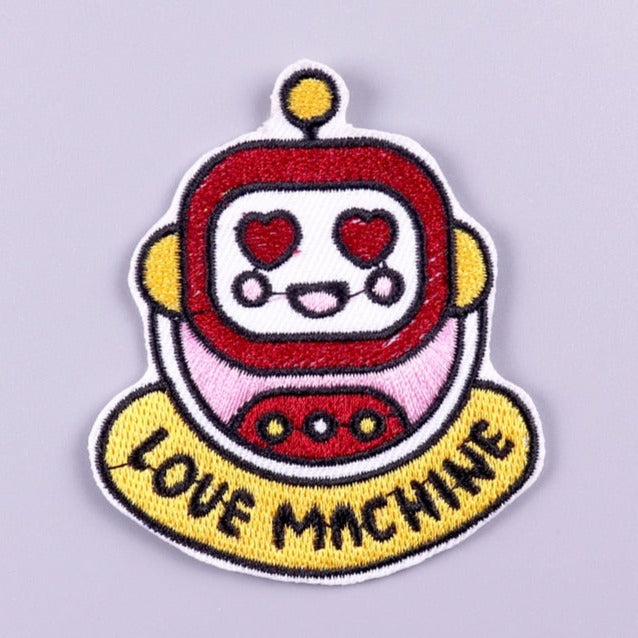 Cute 'Love Machine' Embroidered Velcro Patch