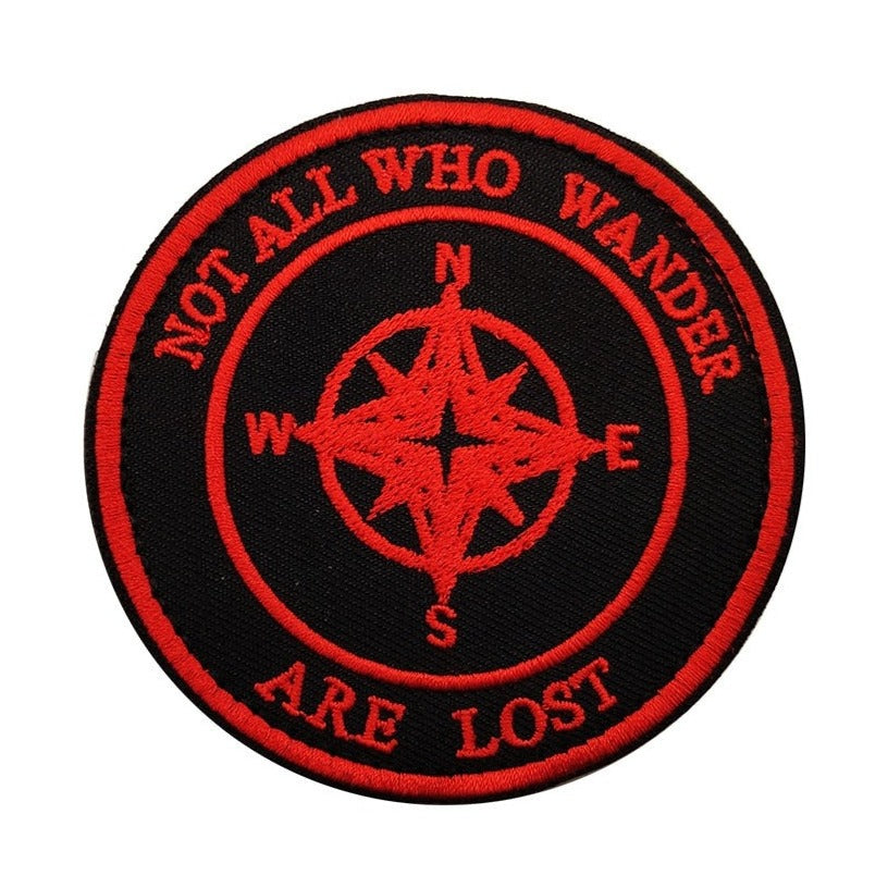Compass 'Not All Who Wander Are Lost' Embroidered Velcro Patch