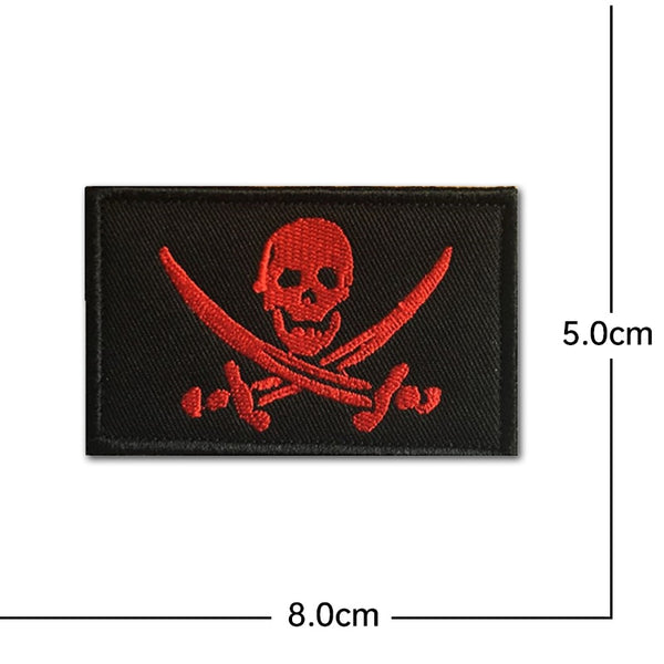 Pirate Skull Embroidered Velcro Patch