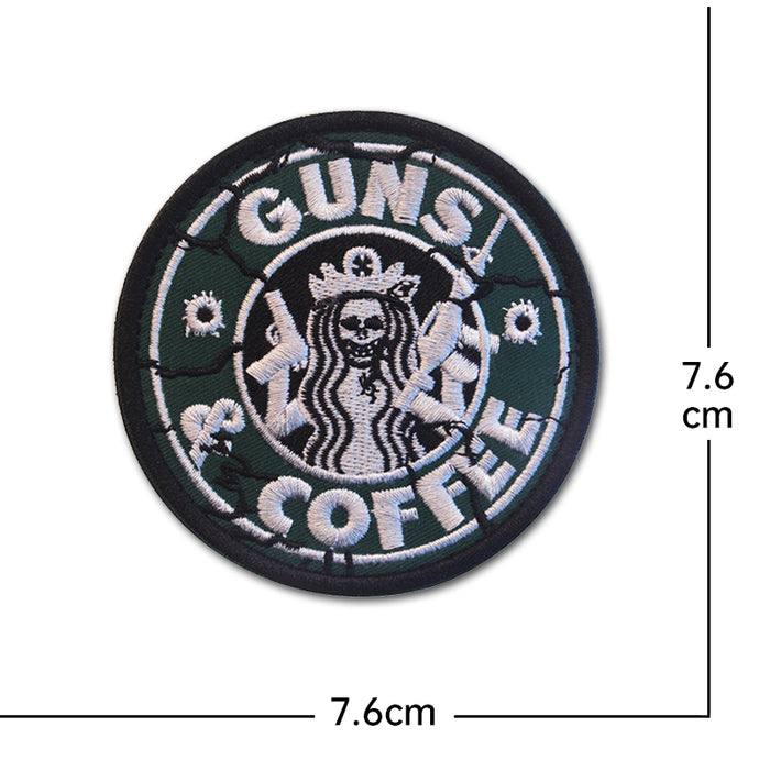'Guns and Coffee | Tactical Zombie' Embroidered Velcro Patch