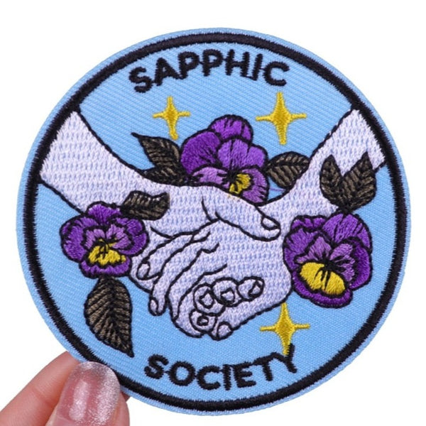 Sapphic Society 'Holding Hands | Flowers' Embroidered Patch