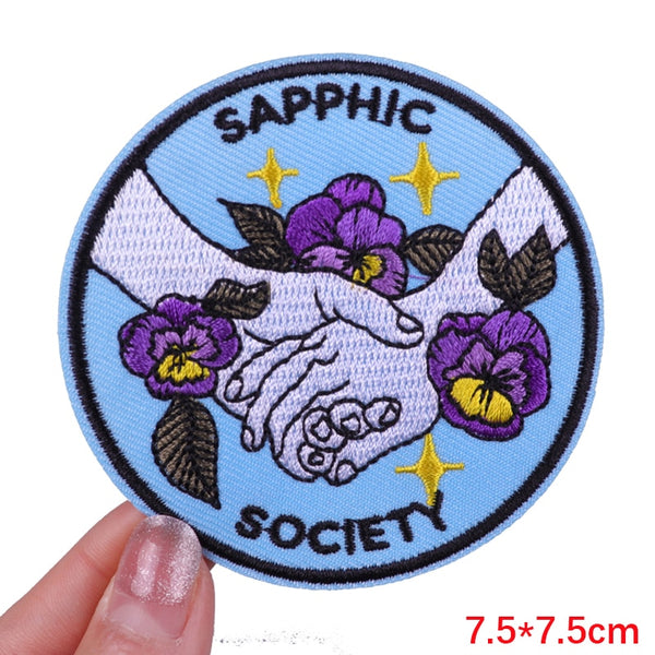 Sapphic Society 'Holding Hands | Flowers' Embroidered Patch