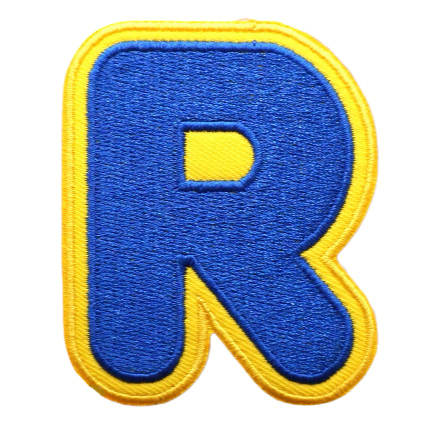 Large Yellow R Big Letter R 'Yellow and Blue' Embroidered Velcro Patch