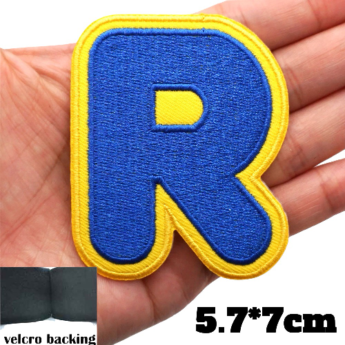 Big Letter R 'Yellow and Blue' Embroidered Velcro Patch