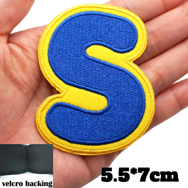 Big Letter S 'Yellow and Blue' Embroidered Velcro Patch