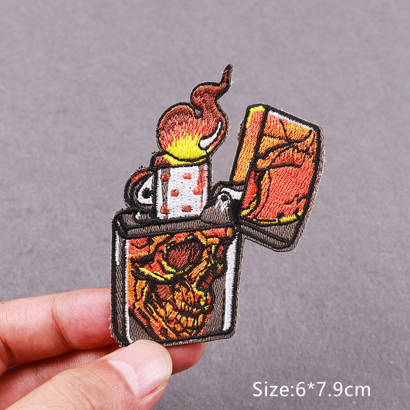 Skull Lighter 'Flame' Embroidered Patch