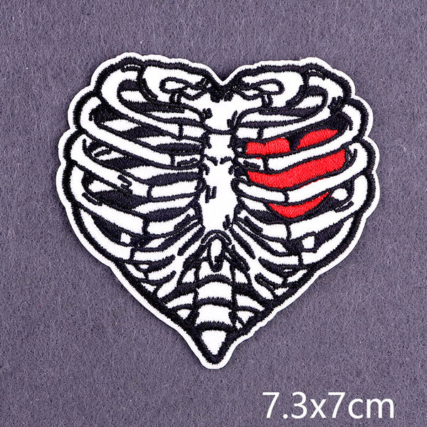 Cool 'Skeleton Rib Cage | Heart' Embroidered Patch