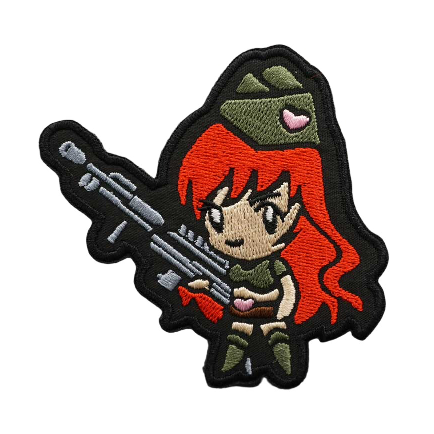 Cute 'Tactical Gun Girl | Standing' Embroidered Patch