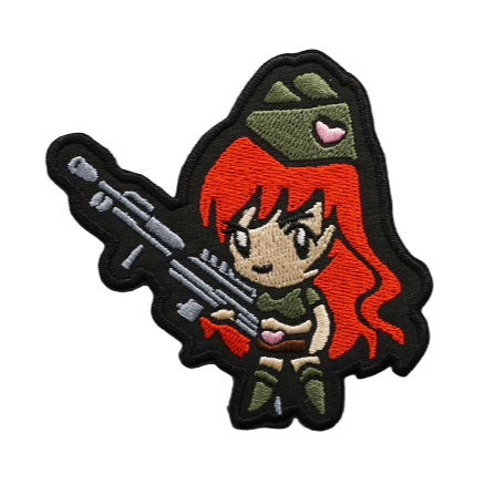 Cute 'Tactical Gun Girl | Standing' Embroidered Velcro Patch