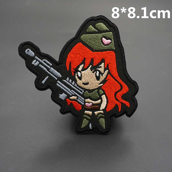 Cute 'Tactical Gun Girl | Standing' Embroidered Patch