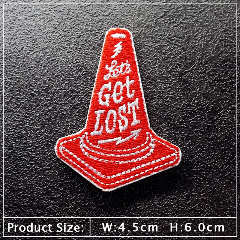 Cone Barrier 'Let's Get Lost' Embroidered Patch
