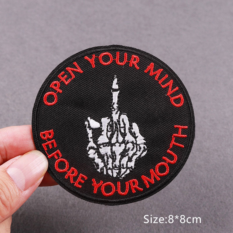 Skeleton Hand 'Open Your Mind Before Your Mouth | F*ck U' Embroidered Patch