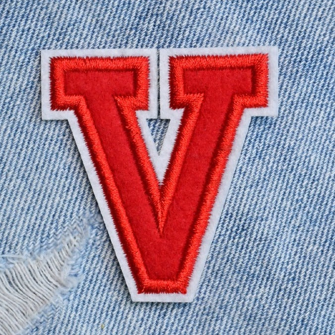 Letter V 'Red' Embroidered Patch
