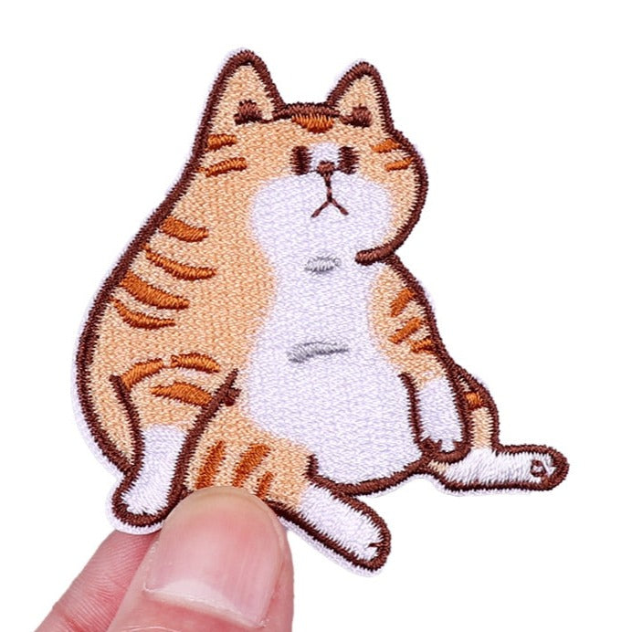 Orange Cat 'Tired' Embroidered Patch
