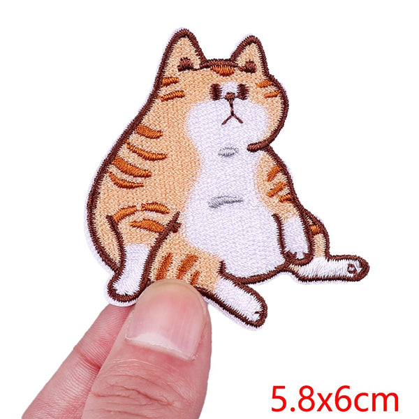 Orange Cat 'Tired' Embroidered Patch