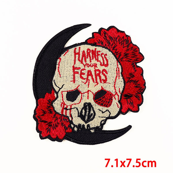 Skull 'Harness Your Fears | Crescent Moon' Embroidered Patch