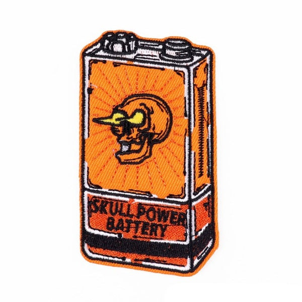 Skull Power Battery Embroidered Patch