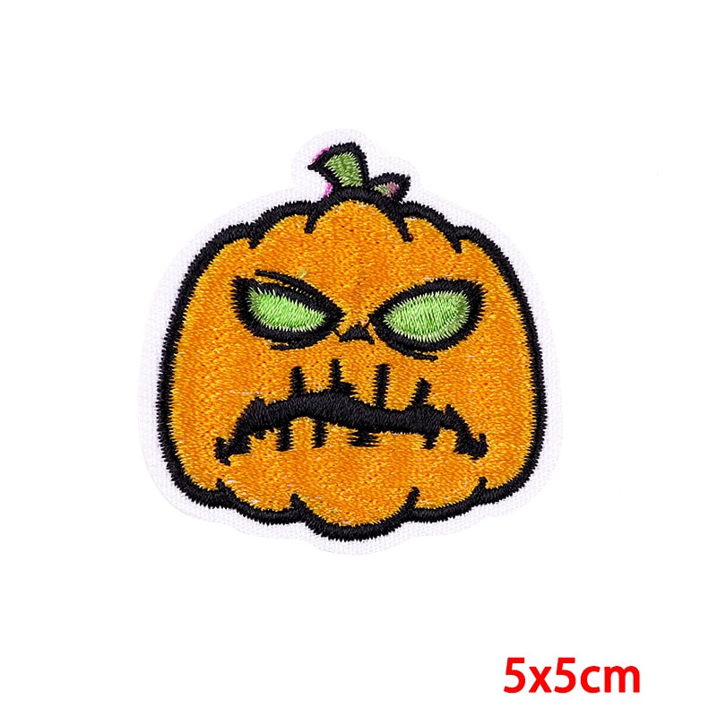 Halloween 'Pumpkin | Angry' Embroidered Patch