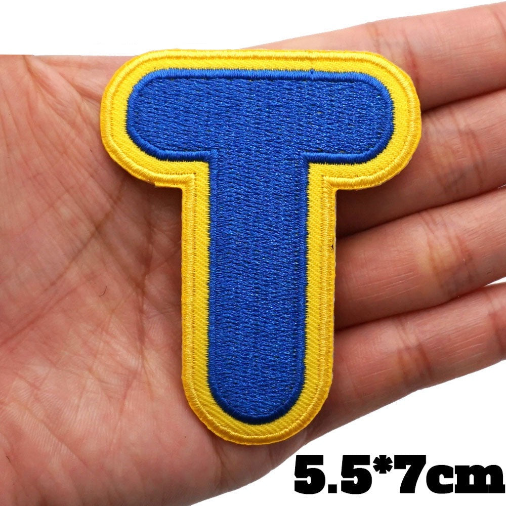 Big Letter T 'Yellow and Blue' Embroidered Patch