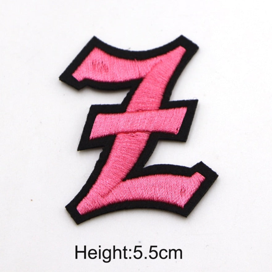 Gothic Font 'Letter Z | Pink' Embroidered Patch