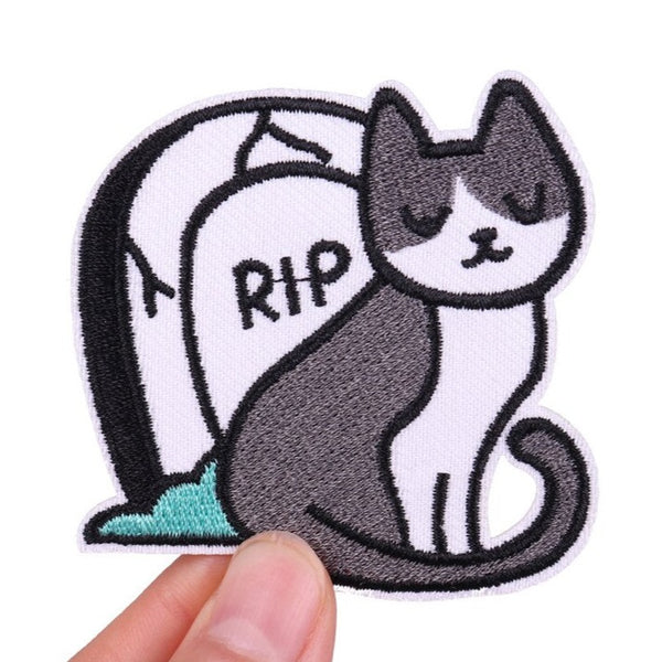 Cat 'RIP Tombstone' Embroidered Patch