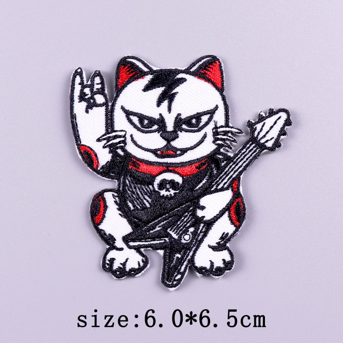 Cool 'Rock Star Cat | Rock On' Embroidered Velcro Patch