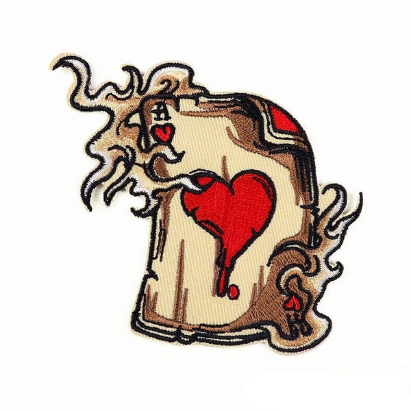 Playing Card 'Ace of Hearts | Flaming' Embroidered Patch