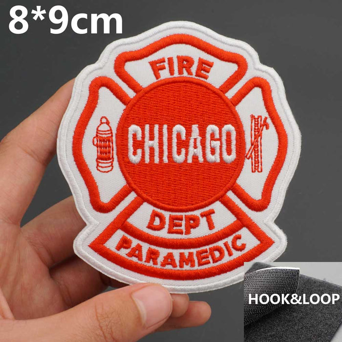 Emblem 'Chicago Fire Dept. Paramedic' Embroidered Velcro Patch