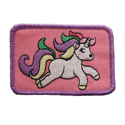 Unicorn 'Rainbow | Galloping | Square' Embroidered Velcro Patch