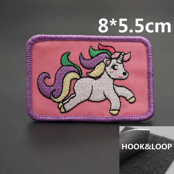 Unicorn 'Rainbow | Galloping | Square' Embroidered Velcro Patch