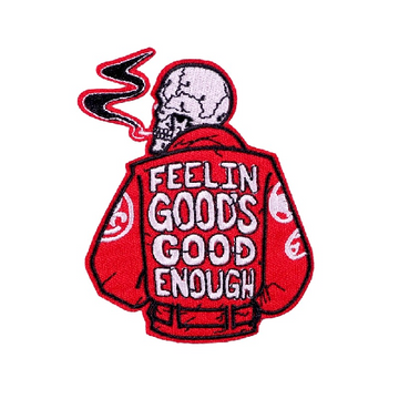 Skull 'Feelin Good's Good Enough | Smoking' Embroidered Patch
