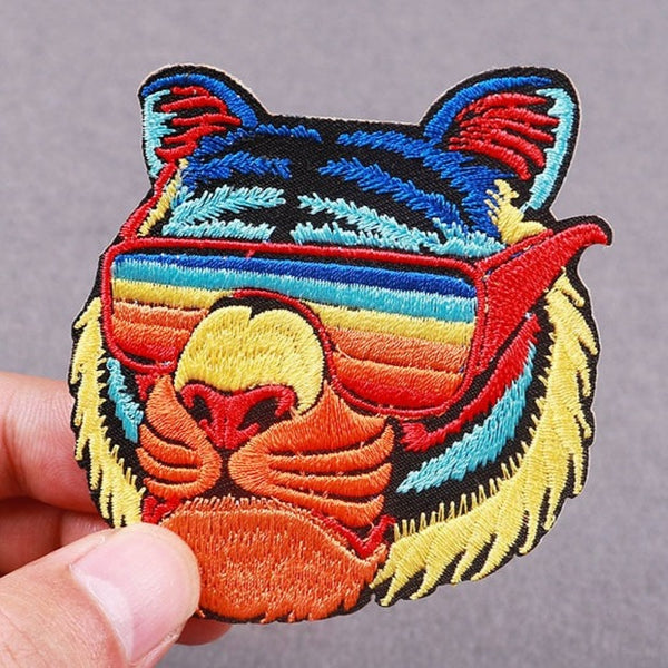 Colorful Tiger 'Sunglasses' Embroidered Patch