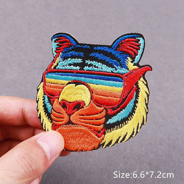 Colorful Tiger 'Sunglasses' Embroidered Patch