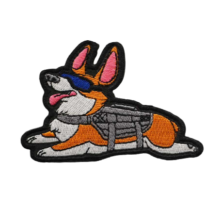 Corgi Tactical Dog Waiting Embroidered Patch Little Patch Co