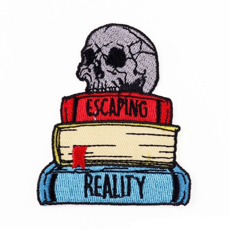 Skull 'Escaping Reality | Books' Embroidered Patch