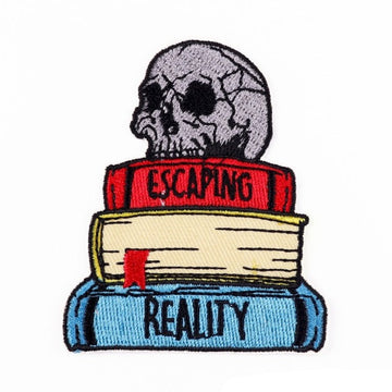 Skull 'Escaping Reality | Books' Embroidered Patch