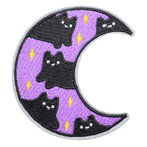 Black Cats 'Crescent Moon' Embroidered Patch