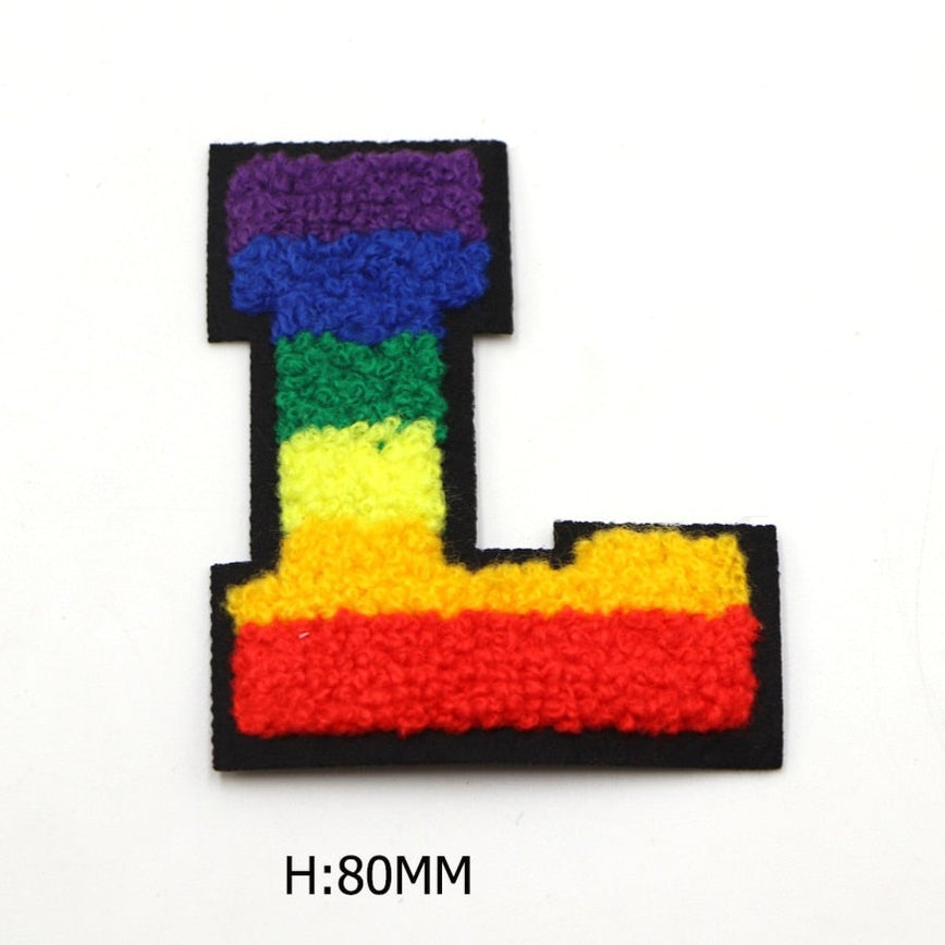 Rainbow Chenille 'Letter L' Embroidered Patch — Little Patch Co