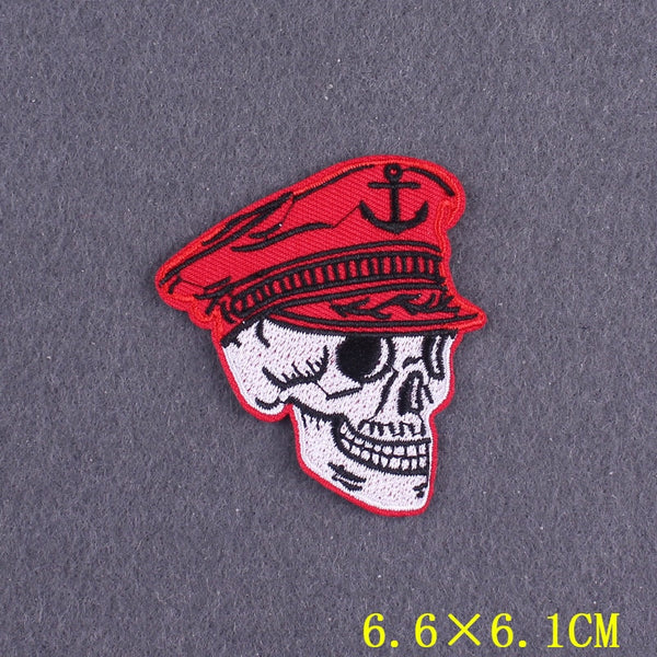 Skull Head 'Captain Hat' Embroidered Patch