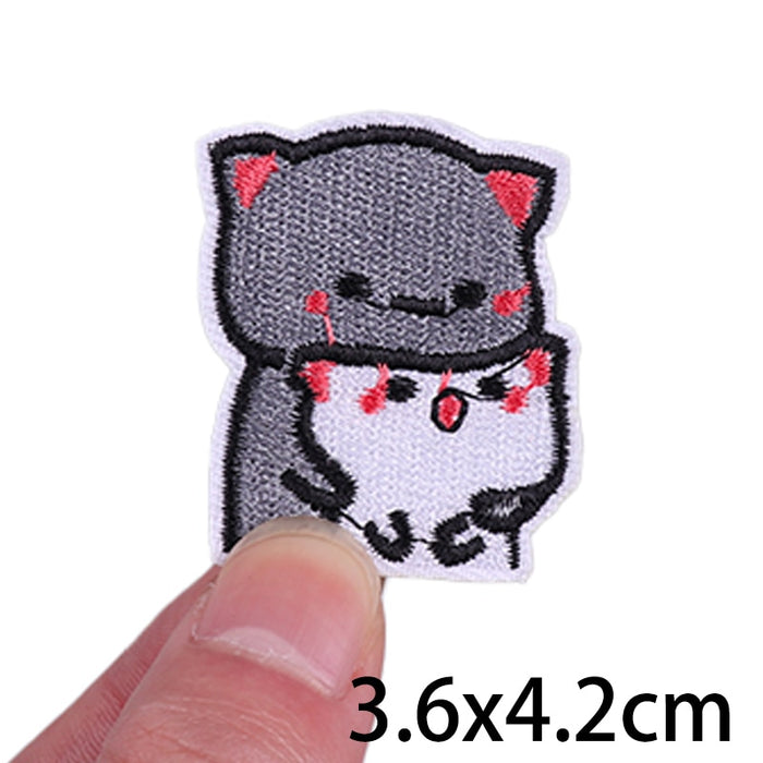 Cute 'Hugging Cat Couples' Embroidered Velcro Patch