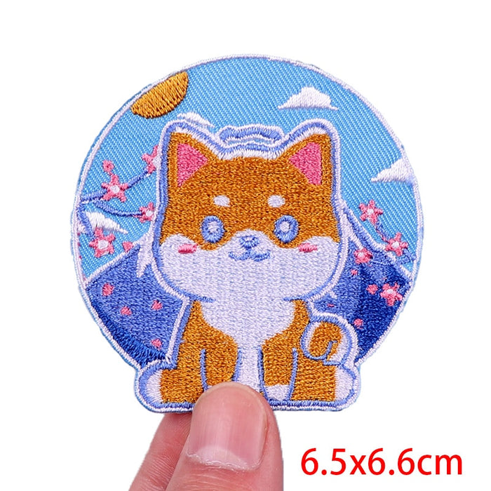 Cute Dog 'Mount Fuji And Cherry Blossoms' Embroidered Patch