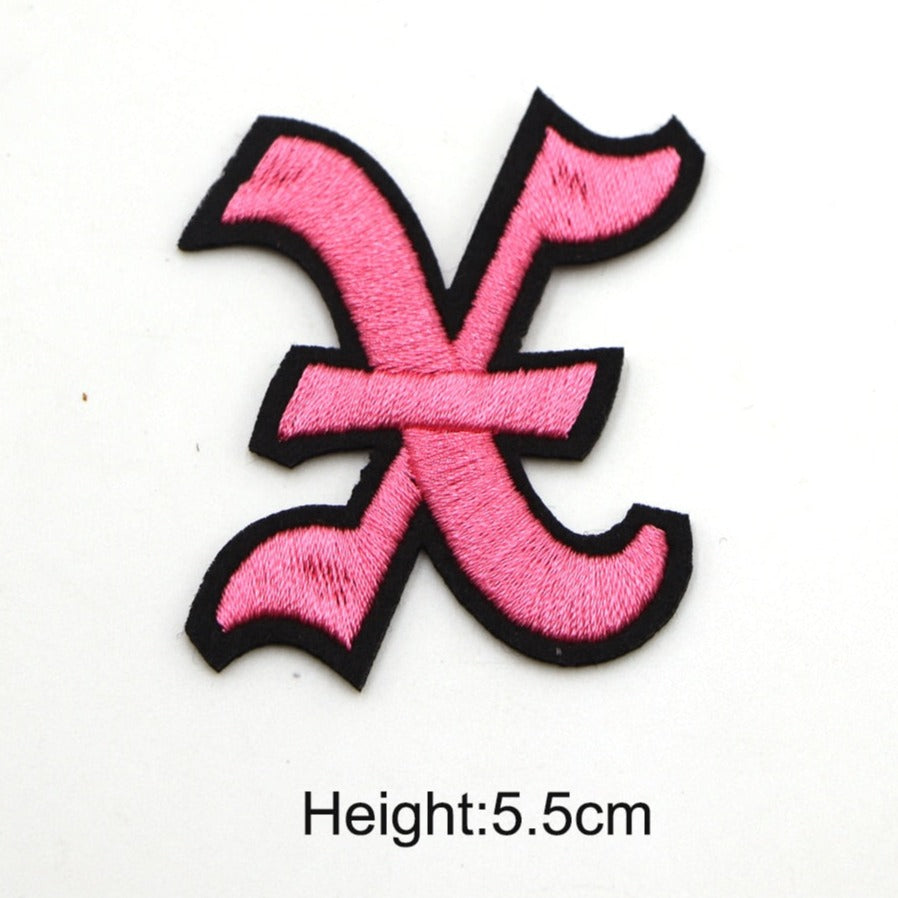 Gothic Font 'Letter X | Pink' Embroidered Patch