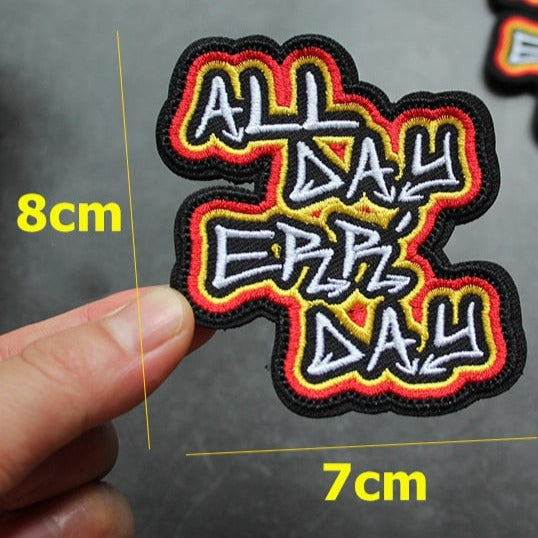 Music 'All Day Err Day' Embroidered Velcro Patch