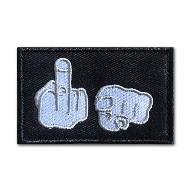 Funny 'F*ck U And Fist Hand' Embroidered Velcro Patch