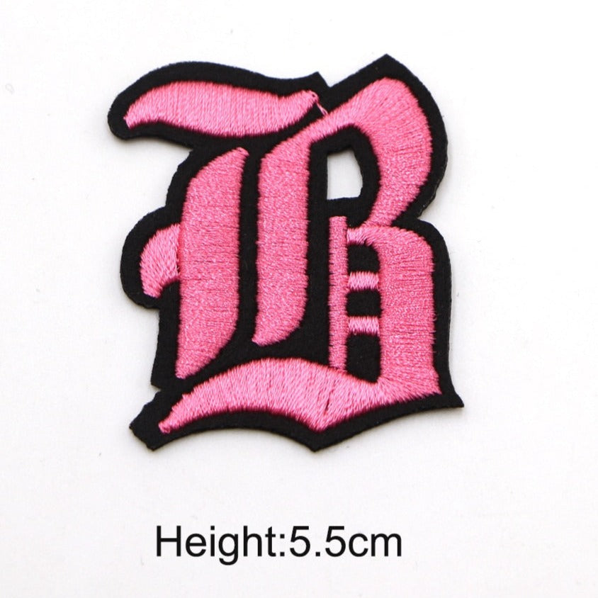 Gothic Font 'Letter B | Pink' Embroidered Patch