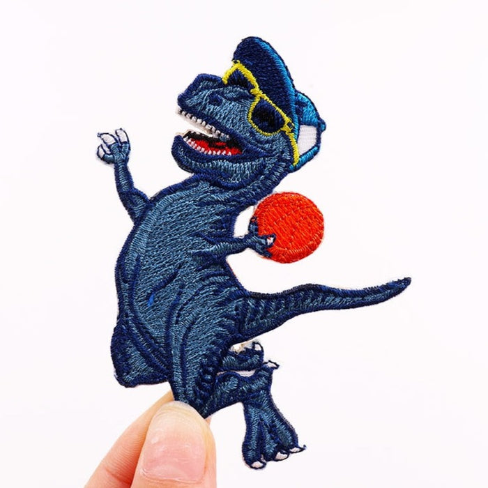 Dinosaur 'Shooting A Ball' Embroidered Patch