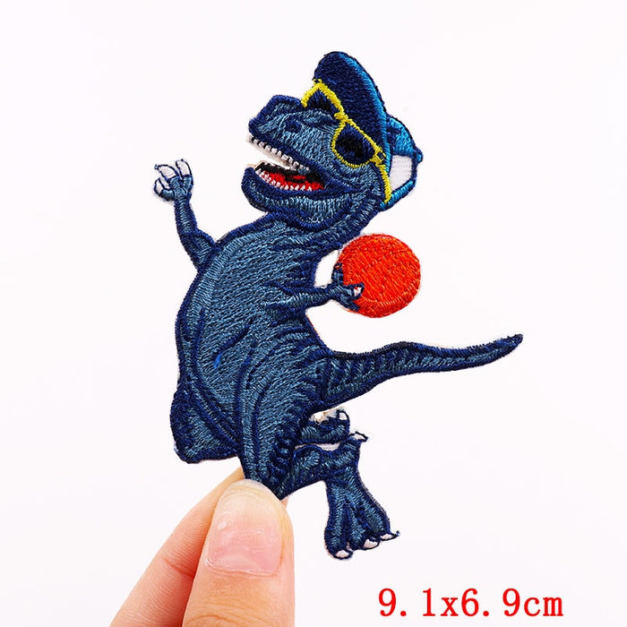 Dinosaur 'Shooting A Ball' Embroidered Patch
