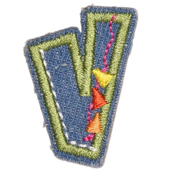 Letter V 'Denim Letter' Embroidered Patch