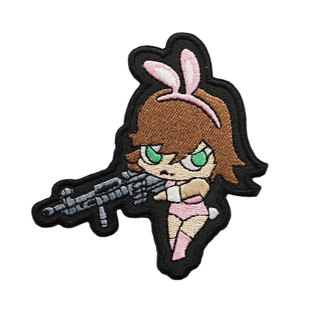 Cute 'Bunny Girl | Tactical Gun' Embroidered Velcro Patch